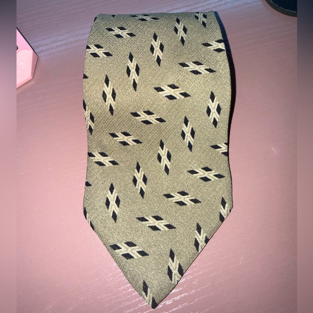 Giorgio Armani Khaki and Black Geometric Tie